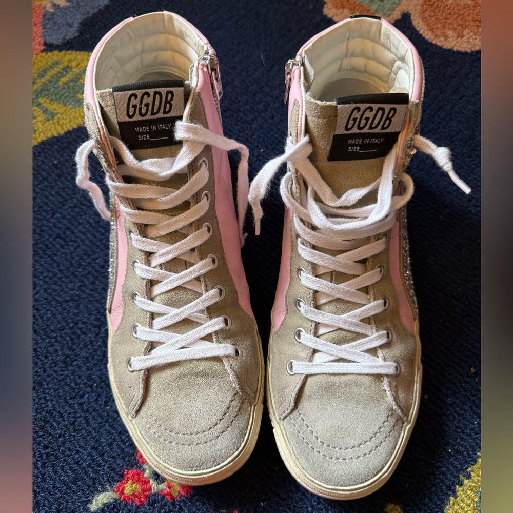 Golden Goose Slide Sneakers - Pink Leather Silver Glitter - Picture 11 of 14